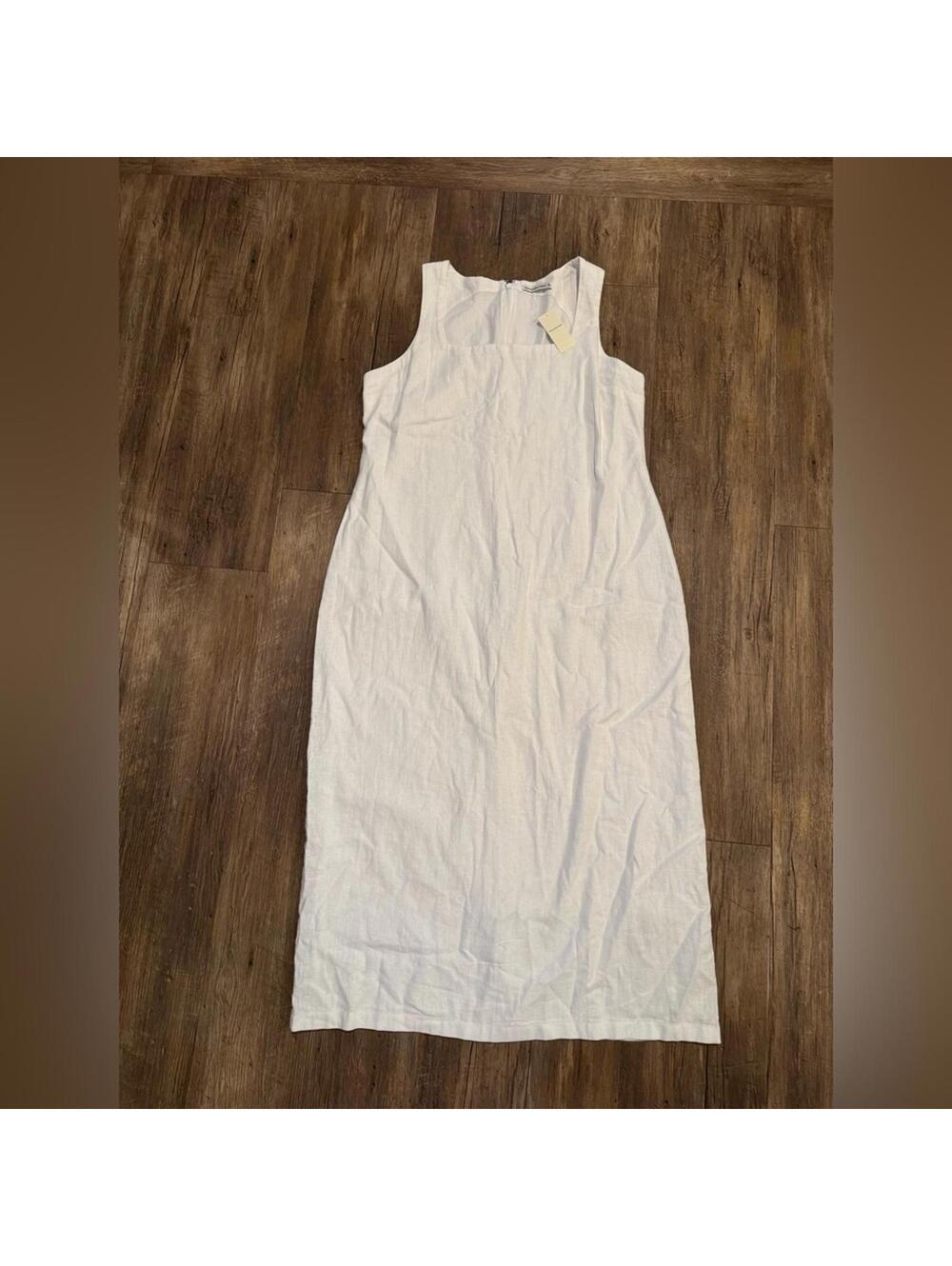 NWT Abercrombie & Fitch Linen Cotton White Square Neck Maxi Dress Sz XL